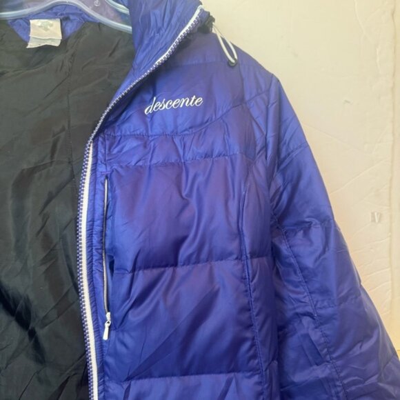 DESCENTE Down Ski Puff Jacket Coat Remove Hood Warm Parka Zipper Pockets Pack 10 - Picture 6 of 16
